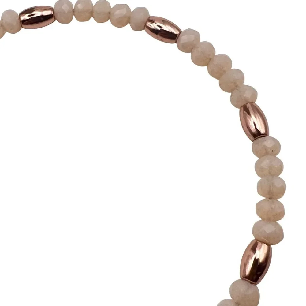 Alex And Ani Balance Bead II Carmel Rose Gold Tone Bangle Bracelet Pink NWT - Picture 3 of 7